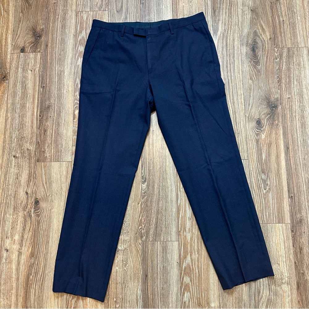 Hugo Boss Suit Formal Trousers Dress Preppy Pants Navy 100%Light Wool 40